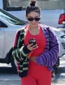 Vanessa Hudgens Booty in Red Leggings Leaving a Gym in West Hollywood