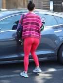 Vanessa Hudgens Booty in Red Leggings Leaving a Gym in West Hollywood