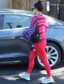 Vanessa Hudgens Booty in Red Leggings Leaving a Gym in West Hollywood