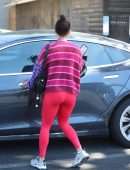 Vanessa Hudgens Booty in Red Leggings Leaving a Gym in West Hollywood