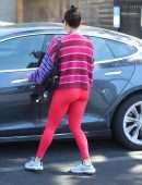 Vanessa Hudgens Booty in Red Leggings Leaving a Gym in West Hollywood