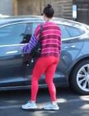 Vanessa Hudgens Booty in Red Leggings Leaving a Gym in West Hollywood