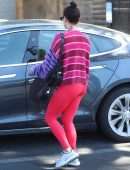 Vanessa Hudgens Booty in Red Leggings Leaving a Gym in West Hollywood