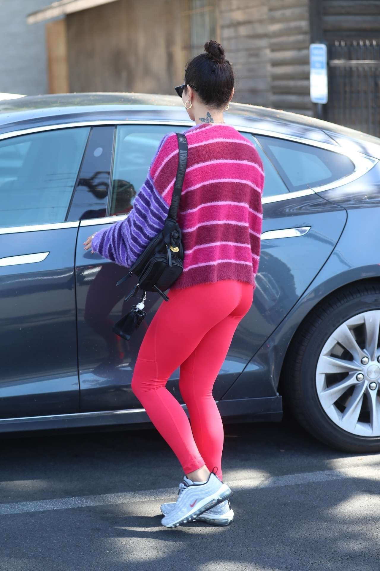 Vanessa Hudgens Booty in Red Leggings Leaving a Gym in West Hollywood