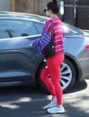 Vanessa Hudgens Booty in Red Leggings Leaving a Gym in West Hollywood