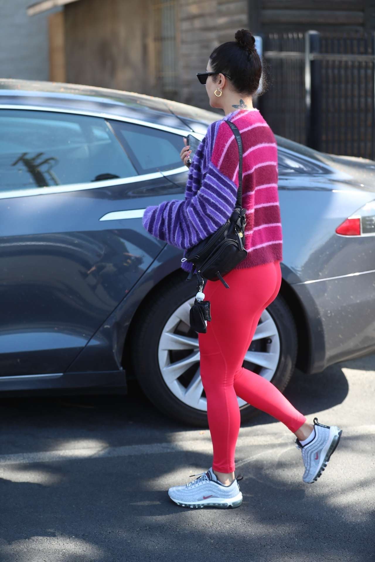 Vanessa Hudgens Booty in Red Leggings Leaving a Gym in West Hollywood