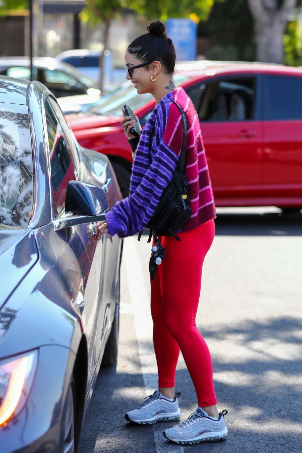 Vanessa Hudgens Booty in Red Leggings Leaving a Gym in West Hollywood