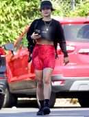 Vanessa Hudgens Leggy, Out in Red Shorts in Los Angeles