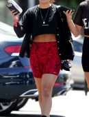 Vanessa Hudgens Leggy, Out in Red Shorts in Los Angeles