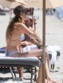 Behati Prinsloo in Bikini Enjoying a Beach Day with Friends in Miami Beach, Florida
