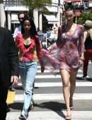 Bella Hadid Upskirt, Out and About in Cannes