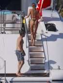 Candice Swanepoel Booty in a Thong Bikini on a Yacht in the French Riviera