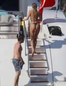 Candice Swanepoel Booty in a Thong Bikini on a Yacht in the French Riviera