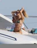 Candice Swanepoel Booty in a Thong Bikini on a Yacht in the French Riviera
