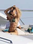 Candice Swanepoel Booty in a Thong Bikini on a Yacht in the French Riviera