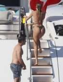 Candice Swanepoel Booty in a Thong Bikini on a Yacht in the French Riviera
