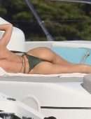 Candice Swanepoel Booty in a Thong Bikini on a Yacht in the French Riviera