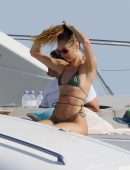 Candice Swanepoel Booty in a Thong Bikini on a Yacht in the French Riviera