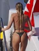 Candice Swanepoel Booty in a Thong Bikini on a Yacht in the French Riviera