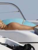 Candice Swanepoel Booty in a Thong Bikini on a Yacht in the French Riviera