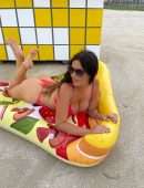 Claudia Romani Booty in Bikini on a Giant Pizza Floatie in Miami