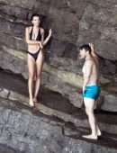 Emily Ratajkowski Booty and Cleavage in a Black Bikini in Italy