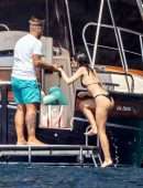Emily Ratajkowski Booty and Cleavage in a Black Bikini in Italy