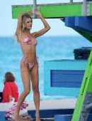 Joy Corrigan Booty in Thong Bikini on the Beach in Miami