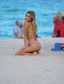 Joy Corrigan Booty in Thong Bikini on the Beach in Miami