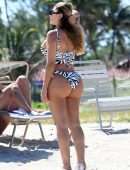 Larsa Pippen Booty in a Printed Bikini at the Beach in Miami