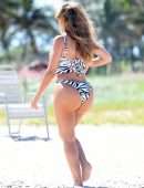 Larsa Pippen Booty in a Printed Bikini at the Beach in Miami