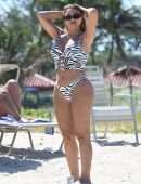 Larsa Pippen Booty in a Printed Bikini at the Beach in Miami
