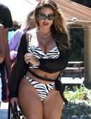 Larsa Pippen Booty in a Printed Bikini at the Beach in Miami