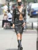 Bella Hadid Pokies in a See-Through Top Out in New York
