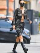 Bella Hadid Pokies in a See-Through Top Out in New York