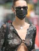 Bella Hadid Pokies in a See-Through Top Out in New York