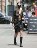 Bella Hadid Pokies in a See-Through Top Out in New York