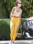 Eiza Gonzalez Booty in Yellow Tights at San Vicente Bungalows in West Hollywood