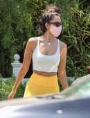 Eiza Gonzalez Booty in Yellow Tights at San Vicente Bungalows in West Hollywood
