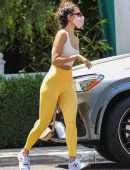 Eiza Gonzalez Booty in Yellow Tights at San Vicente Bungalows in West Hollywood
