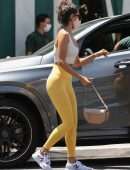Eiza Gonzalez Booty in Yellow Tights at San Vicente Bungalows in West Hollywood