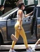 Eiza Gonzalez Booty in Yellow Tights at San Vicente Bungalows in West Hollywood
