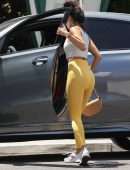 Eiza Gonzalez Booty in Yellow Tights at San Vicente Bungalows in West Hollywood