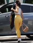 Eiza Gonzalez Booty in Yellow Tights at San Vicente Bungalows in West Hollywood