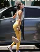 Eiza Gonzalez Booty in Yellow Tights at San Vicente Bungalows in West Hollywood