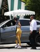 Eiza Gonzalez Booty in Yellow Tights at San Vicente Bungalows in West Hollywood