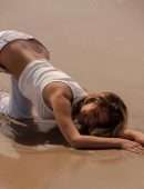 Kara del Toro Booty in Jeans at the Beach Photoshoot