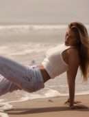 Kara del Toro Booty in Jeans at the Beach Photoshoot