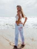 Kara del Toro Booty in Jeans at the Beach Photoshoot