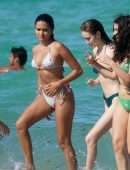 Maia Reficco in Bikini on the Beach with Friends in Miami